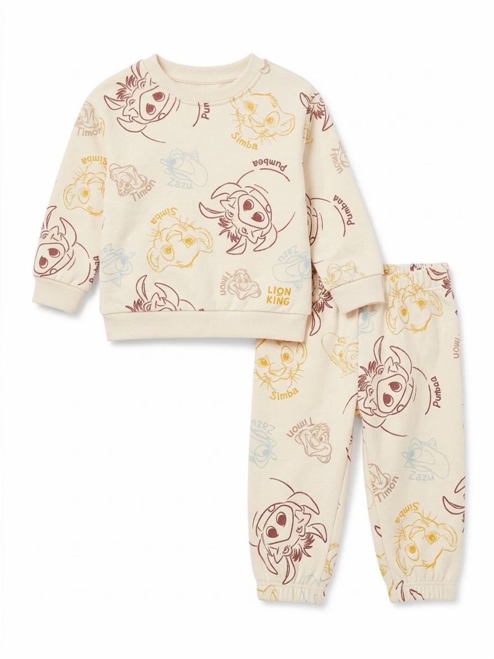 Disney Baby Lion King 2-Piece Sweatshirt & Jogger Set – Cream, 6-12 Months